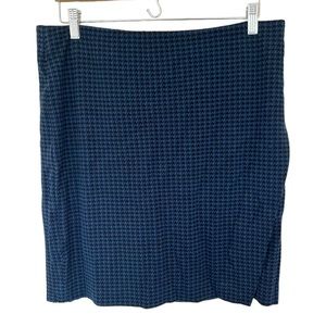 J. Jill Blue and Black Houndstooth Ponte Knit Faux Wrap Skirt Size Mediu…